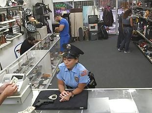 Ms security officer posed naked and fucked at the pawnshop