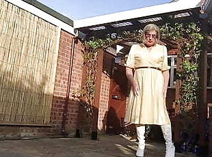 Johanna Clayton , Yellow Dress and White Boots