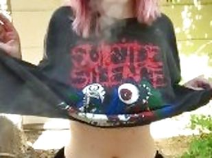 smoking fetish with my tits out