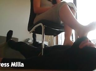 foot kicking slave and spitting humiliation - by Mistress Milla