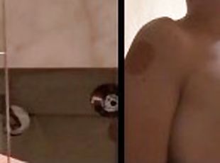 Roommate spy - big cock and cumshot at the bathroom - hidden camera