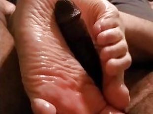 Another footjob - Milking more BBC with my big soft white feet