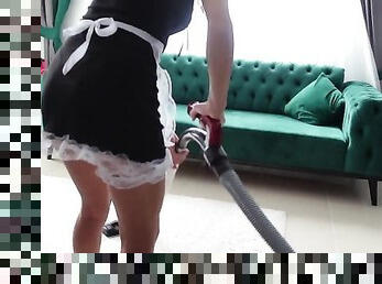 Fucked a Sexy maid Hard and CUM on her uniform