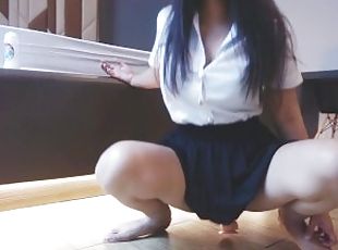 Asia, Payudara besar, Mastubasi, Orgasme, Pelajar perempuan, Muncrat, Pelajar, Cumshot (keluarnya sperma), Mainan, Buatan rumah