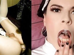 Naughty Nun Gets Pegged And Fed her Own Cum - Jessica Bloom And Polieana