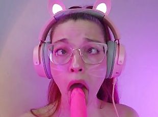 Cosplay redhead egirl ahegao POV sucking asmr