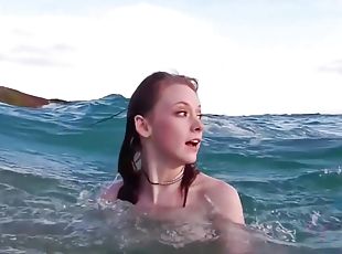 Utendørs, Amatør, Strand, Pov, Facial