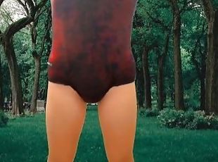 Hot Red Dressed Beautiful Outdoors Video of Me In The Park Alone But Exciting From Getting Caught By