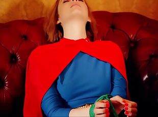 Superheroine captured and bound naked by supersexy ariel