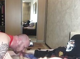 a MALE in the FORM of a RACER FUCKS my THROAT HARD with a BIG FAT DICK and FOOT and HAND