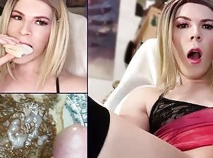 Onani, Shemale, Amatør, Cumshot, Stor pikk, Handjob, Cum, Blond, Vakker, Pikk