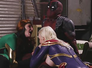 Marvel role play leads busty whores to crazy fuck scenes with Deadpool