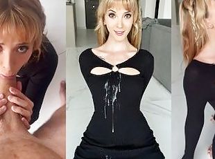 CUM ON CLOTHES - huge cumshot on tight black dress