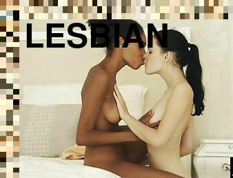Sexy interracial lesbians eat each other's pussy to hot orgasms - Brunette