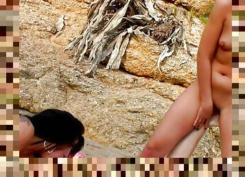 Horny Sluts With Nice Shaped Bodies Got Fucked In The Sand While Being Filmed