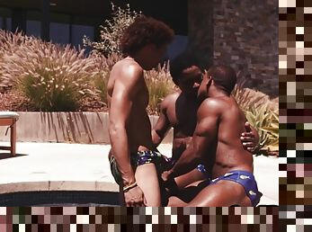 BBC threesome outdoors with black gods