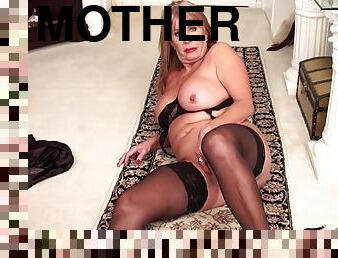 Mother with stockings in solo action