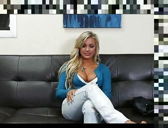 Big tits blonde fuck and facial on casting couch