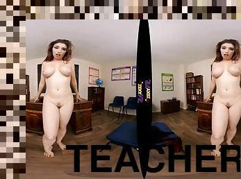 Ivory Brunette Mom Teacher in POV VR Class Distractions - Big natural tits
