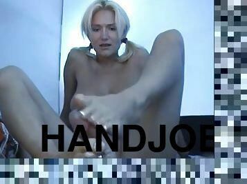 handjob, føtter, blond, morsom, fetisj