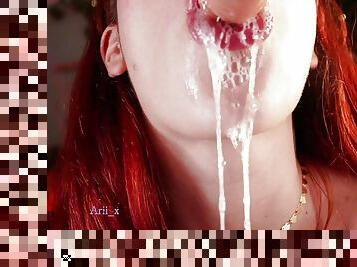 you love saliva game? Watch as the delicious redhead Arii gives a sloppy blowjob, and enjoy it
