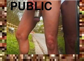 extrême, masturbation, pisser, public, amateur, pieds, bout-a-bout, solo