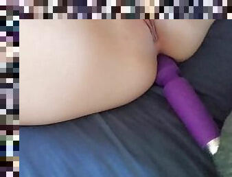 Solo Female left alone with my toys again.  Watching porn and using my vibrator with my feet