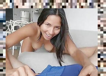 TO WATCH ! Horny Latina uses a rotating male masturbator to make her boyfriend cum - HONEY PLAY BOX