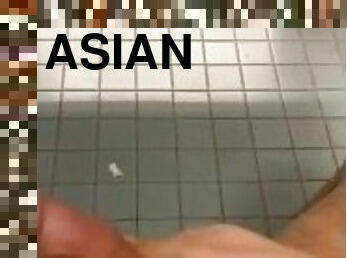 Asian student gets hard in campus bathroom