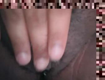 Playing with my creamy ebony pussy