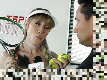 Busty ts tennisplayer lena kelly shows her skills with balls