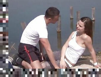 Teen slut gets nailed by the lake