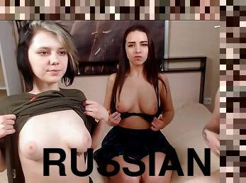 orosz, leszbikus, hármasban, vörös, webkamera, tetoválás