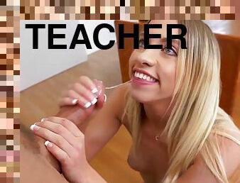 Blonde Khloe Kapri gets her anal punishment in the class
