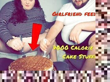 Mutual Weight Gain - BBW FEMALE FEEDER STUFFS BOYFRIEND WITH CHEESECAKE!
