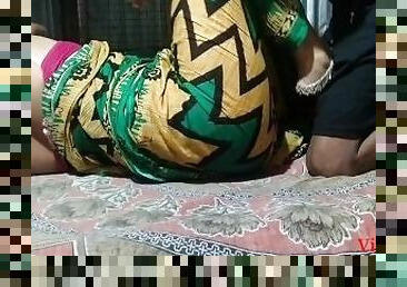 Beautiful Wife fuck in Green Saree With Hushband friend