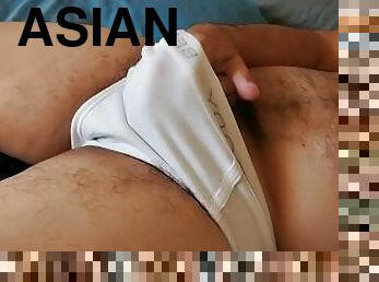 asiatisk, pappa, masturbation, amatör, mogen, gigantisk-kuk, juckande, smutsig, fetisch, ensam