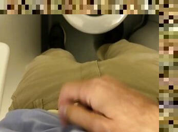 Business man touches himself and jerks off in the bathroom on a plane to Amsterdam (almost caught)