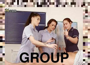 onani, sygeplejerske, læge, spiller, gruppesex-groupsex, afrivning, cfnm, hospital, uniform, femidom