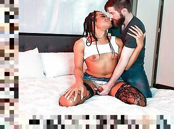 cul, transsexuelle, anal, énorme-bite, interracial, black, couple, bas, webcam, américaine
