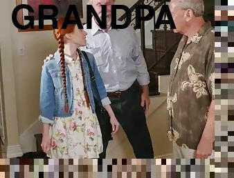 Pigtailed ginger teen cocksucks grandpa pov