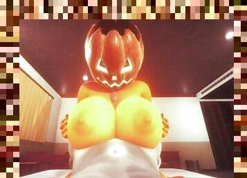 Pumpkin girl gets stuffed for halloween