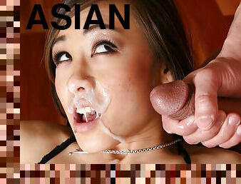 Facial on petite Asian Ariel Rose