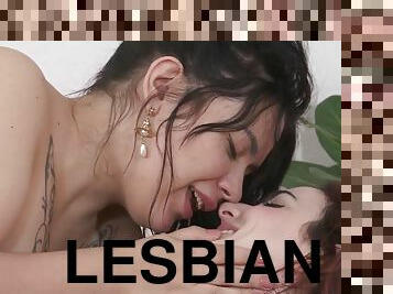 Lustful dyke Marina and Claudia lesbian porn clip