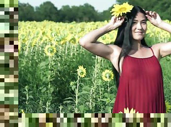 asian sunflower in the hay - erotic video