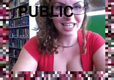 Public teasing in library with emily