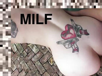 pussy, milf, rødhåret, pov, svømmebasseng, vakker, tattoo