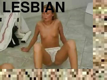 šport, amatérske, lesbické, kamera, voyeur, blondýna, perfektné