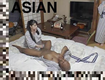 asiatisk, orgasm, fru, mogen, blandade-raser, svart, trekant