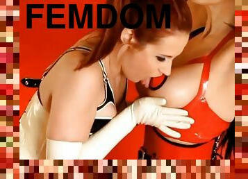 Femdom babe rubberdoll spanks chrissy daniels' open skirt!